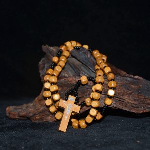 Wooden Rosary Necklace withEngraved Jesus Medal
